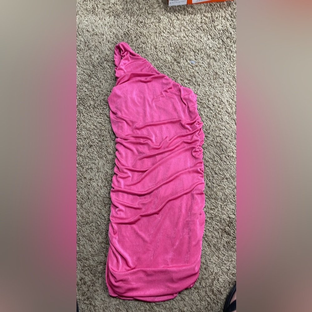 Pink body con off the shoulder dress size small